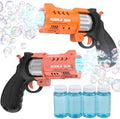 AstraScope 2-Pack LED Revolver Bubble Guns with 4 Bubble Solutions, 8000+ Bubbles/Min Toy for Kids