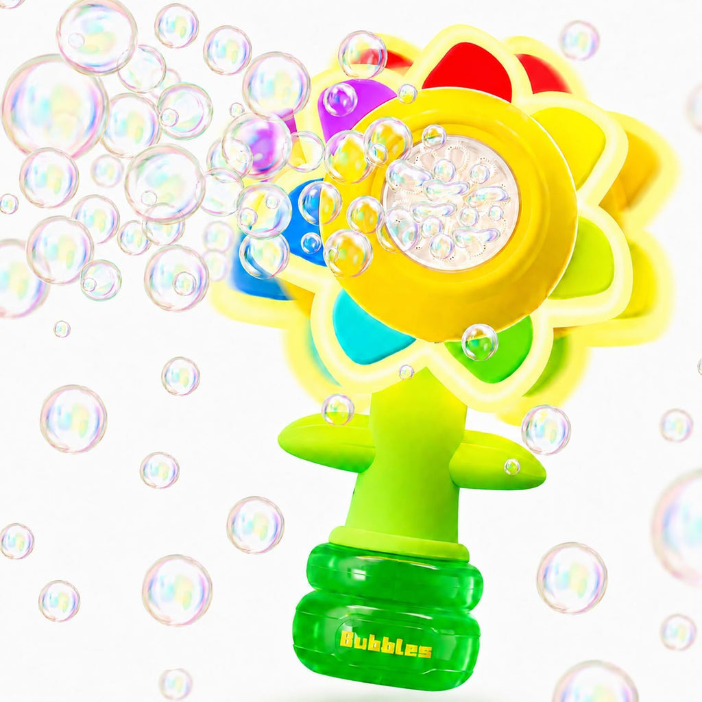 Sunflower Bubble Machine for Kids, 25,000+ Bubbles, 3 Modes, LED Bubble Maker Toy for Toddlers 3+