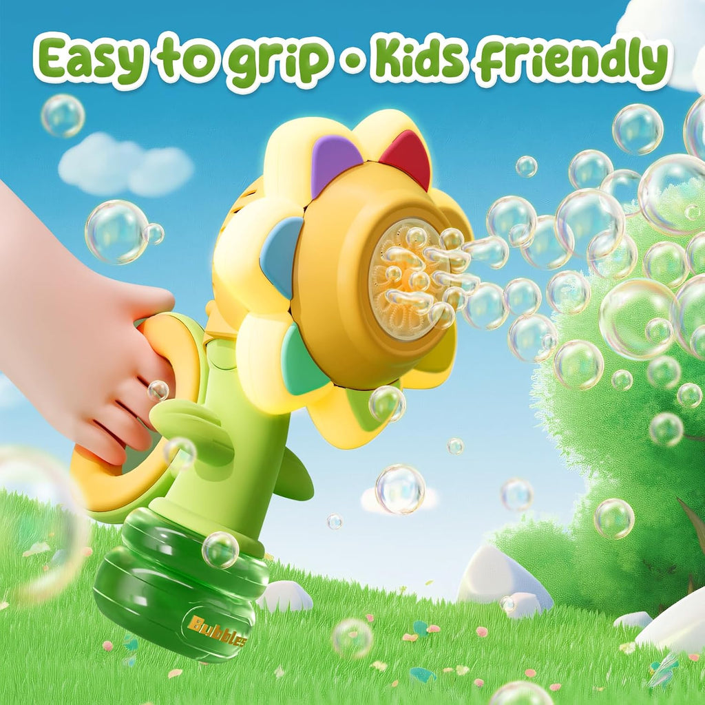 Sunflower Bubble Machine for Kids, 25,000+ Bubbles, 3 Modes, LED Bubble Maker Toy for Toddlers 3+